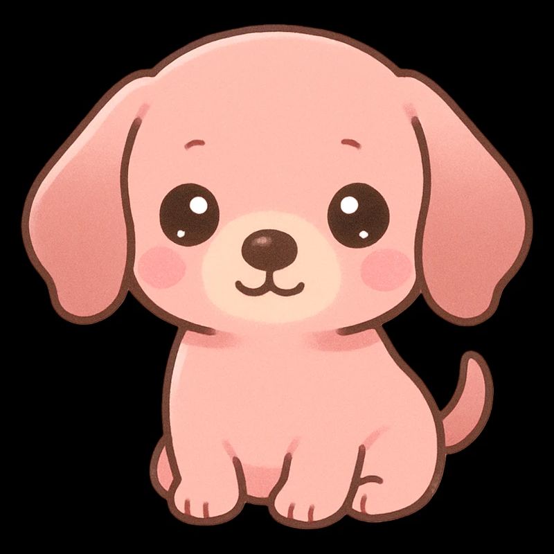 Chiot Teckel rose mignon cartoon kawaii 