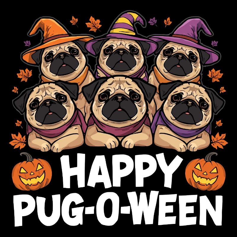Pug-O-Ween Witch Hat Pugs