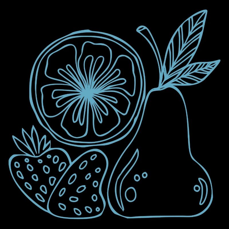 Fruit Lines Blue Sketch