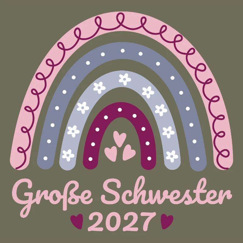 Große Schwester 2027 Boho Regenbogen pastell