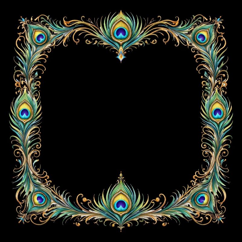 Peacock Feather Frame Ornament Boho Design