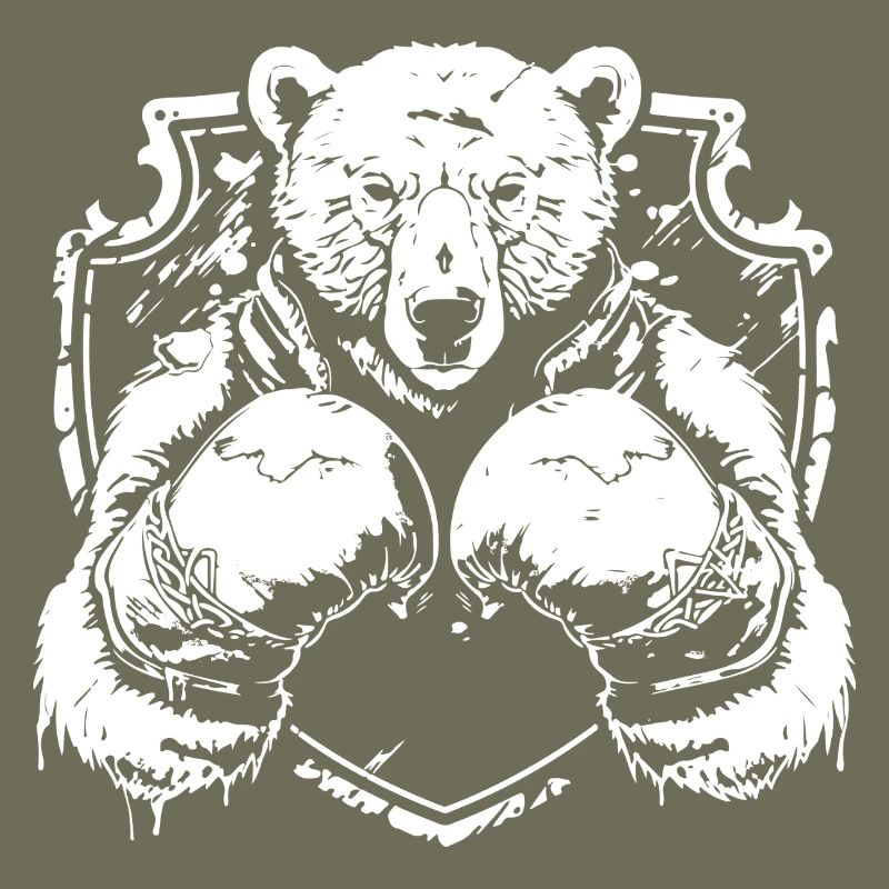 Starkes Bärenlogo mit Kampfpose Boxer