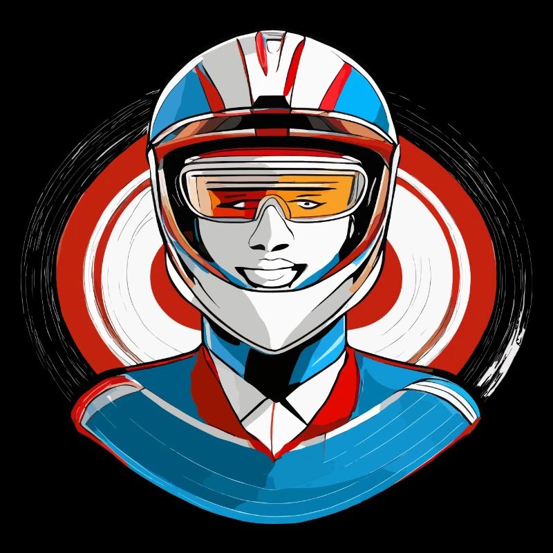 Racer with helmet