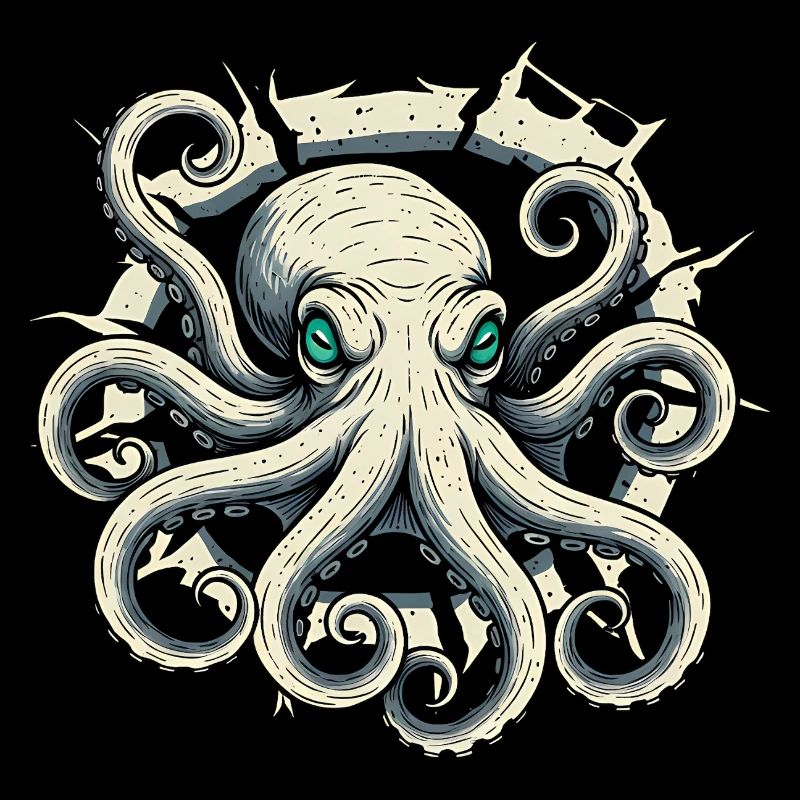 Pieuvre sortant de la fissure - tentacule de pieuvre