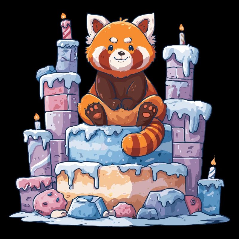 Roter Panda auf Eis-Torte
