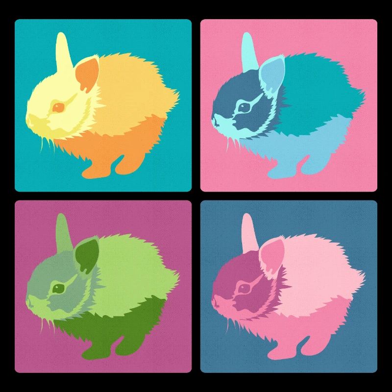 Kaninchen Pop-Art Farbblock-Set