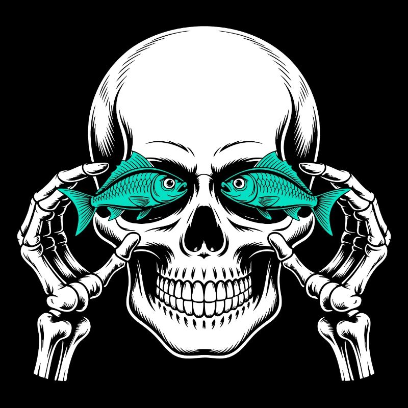 Totenkopf mit Fisch