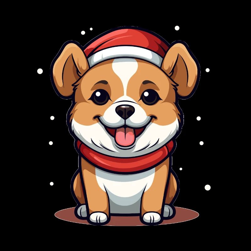 Design de Noël de chien - Style Kawaii