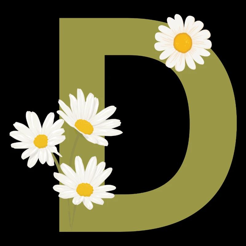 Lettre d vert marguerites