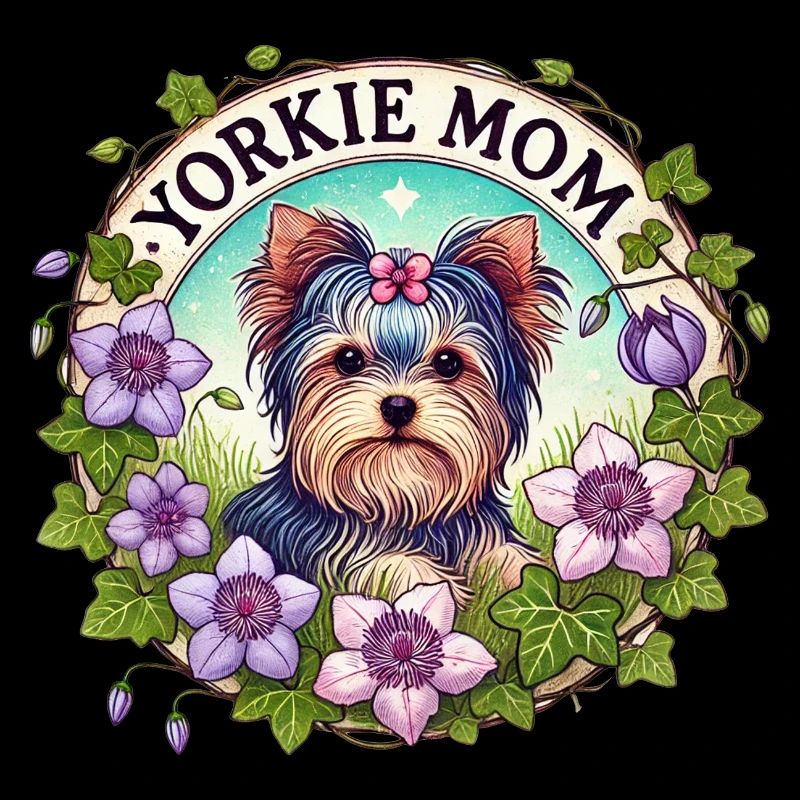 Yorkie Mom Floral Circle