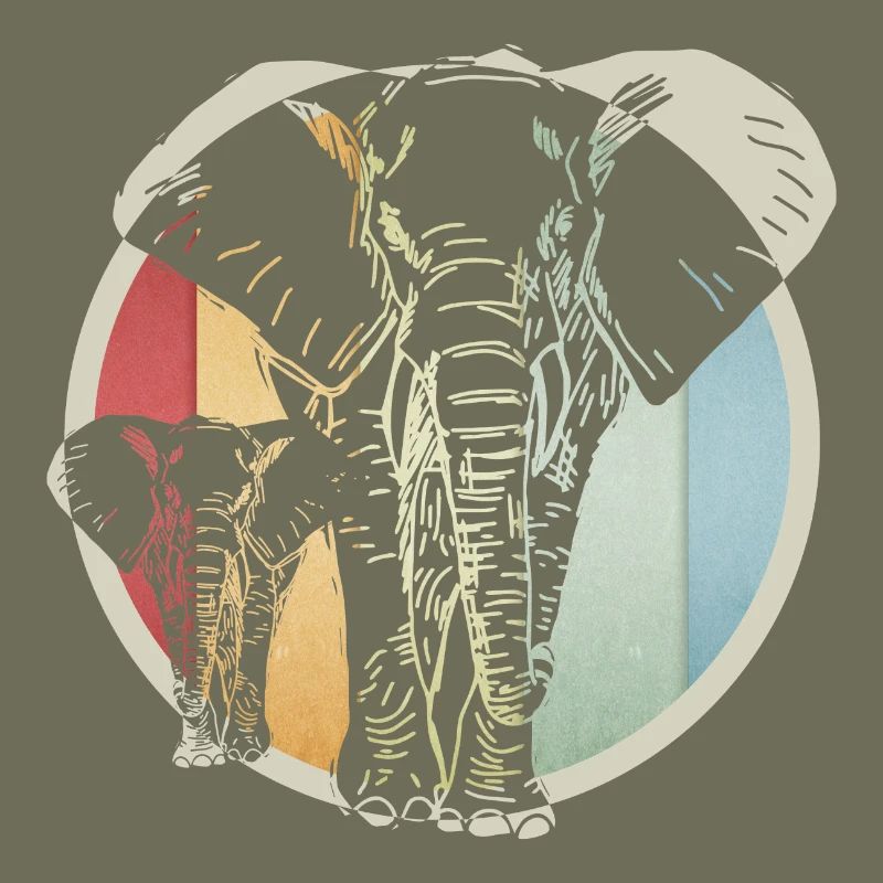 Colorful retro elephant