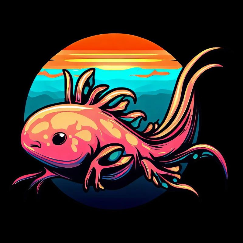 Cute Axolotl Design Sunset Sunset