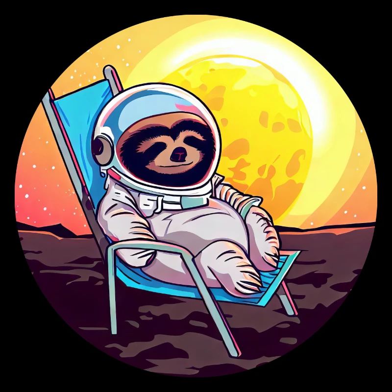 Astronaut sloth in a deck chair - original