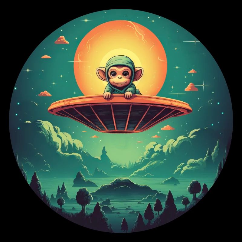 UFO abduction of a monkey by an alien