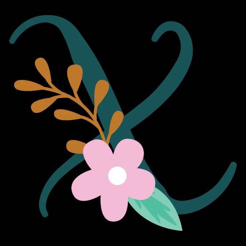 Eleganter Buchstabe 'X' mit Blumen