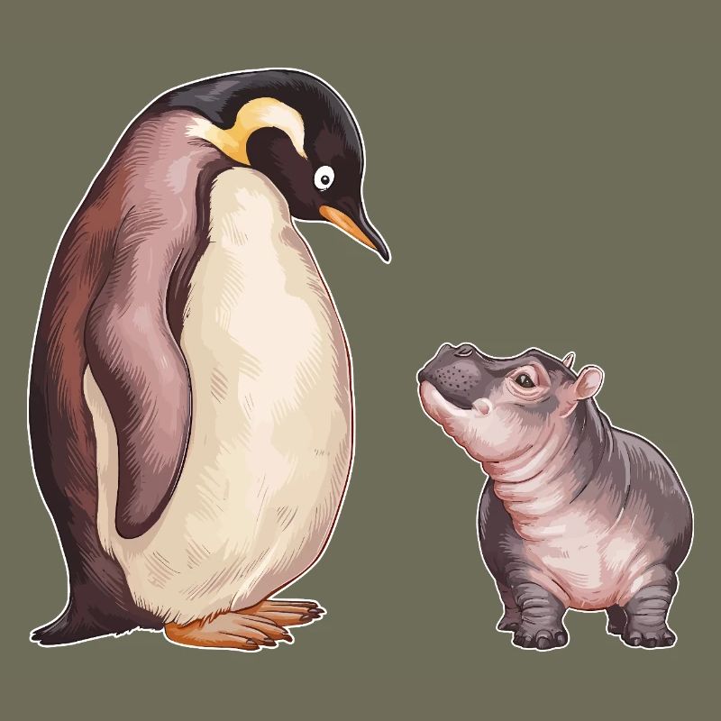 Pinguin und Nilpferd Freundschaft