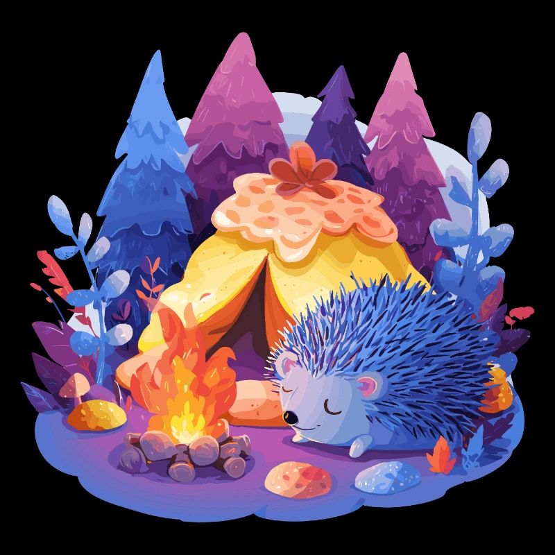 Sleeping hedgehog at the campfire