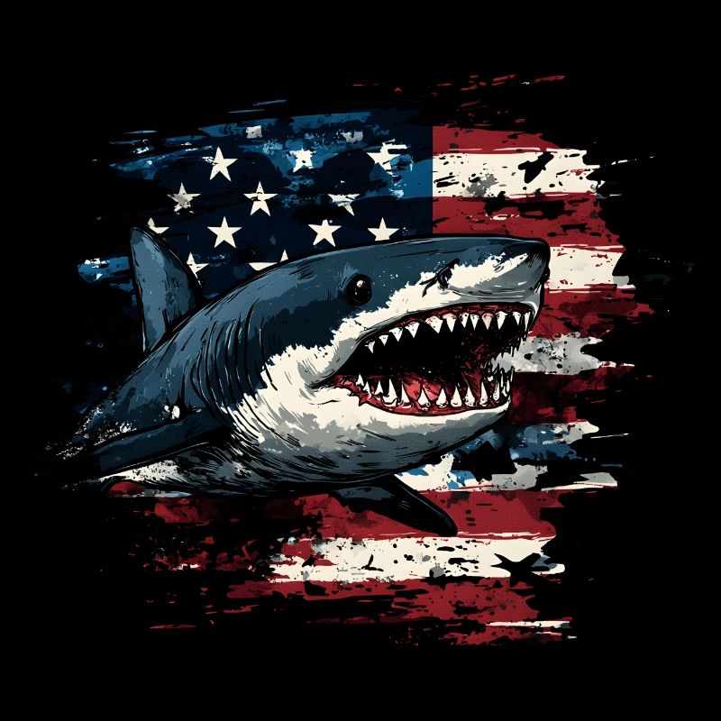 Shark with Usa flag