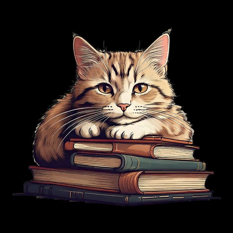 Cute cat on stack of books