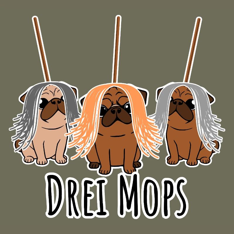 Zwei Mops - Hunde oder Putzgeräte? Hunde Humor?