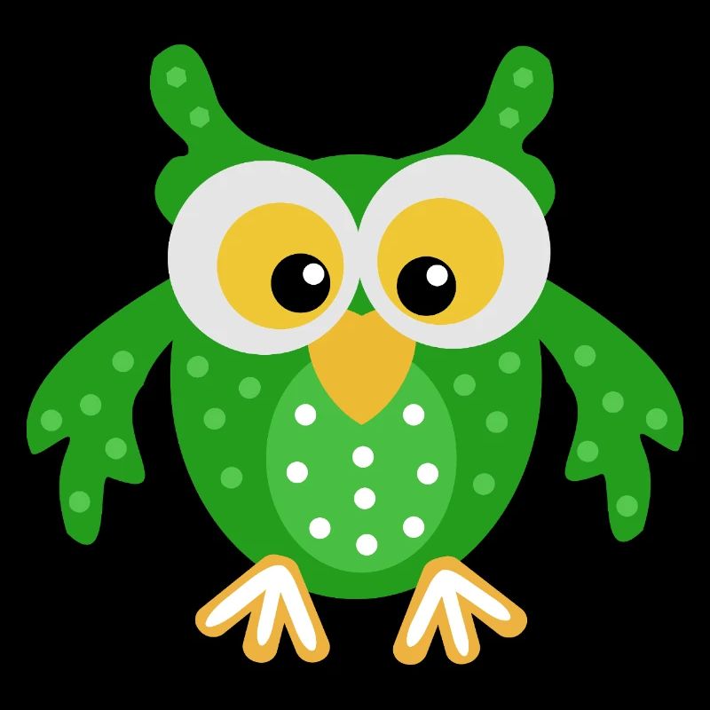 Hibou vert avec des points