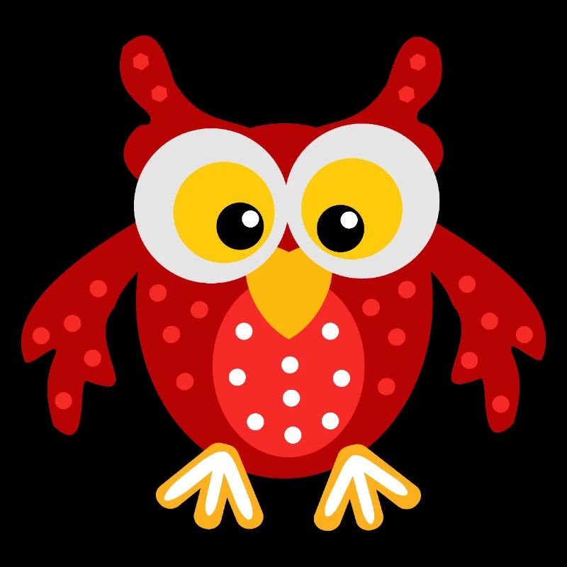Rote Eule mit Punkten