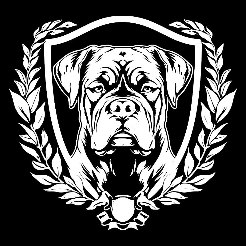 Blason de bouledogue avec couronne de laurier
