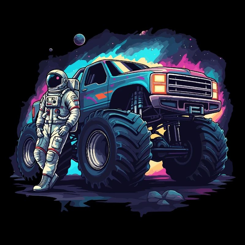 Astronaut monster truck in space