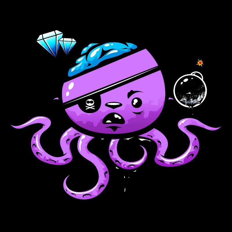 Pirate Octopus with Bomb