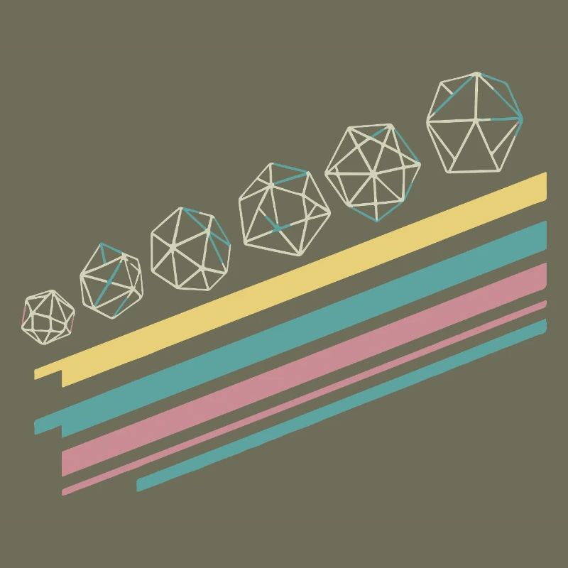 Rétro minimaliste polyédrique jeu de dés de table RPG