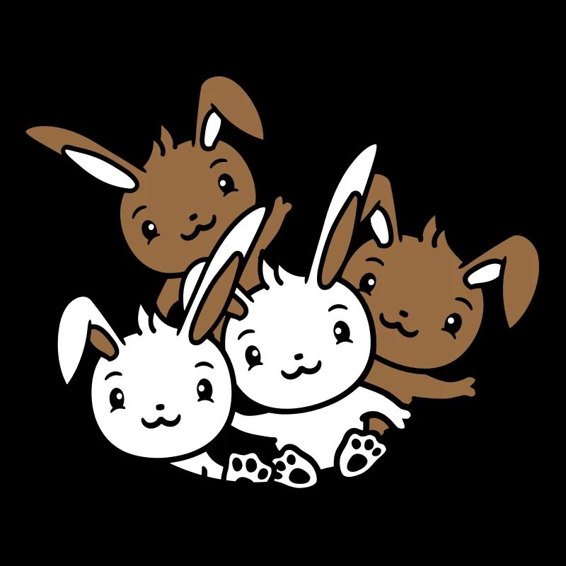 4 Hasen Freunde Team Crew Loch Vier Geschwister
