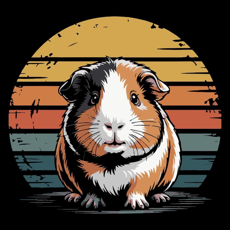 Guinea Pig Retro Sunset