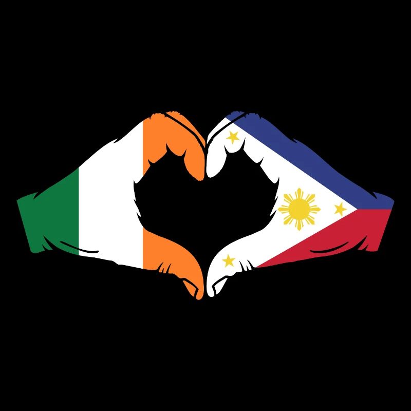 Ireland Philippines Flag Hands Heart Shape
