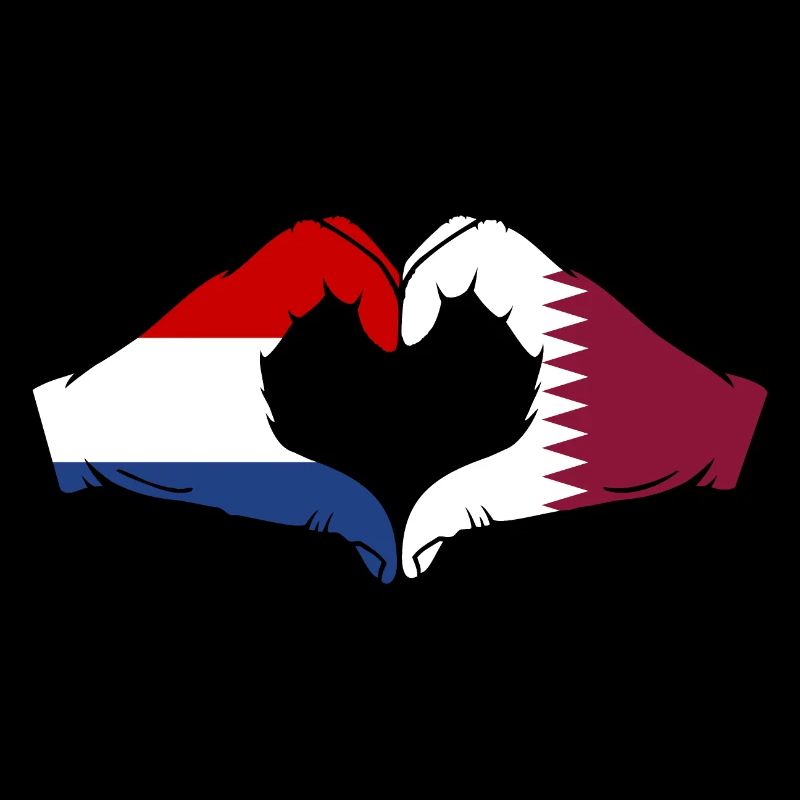 Hollande Qatar Drapeau Mains Forme Coeur