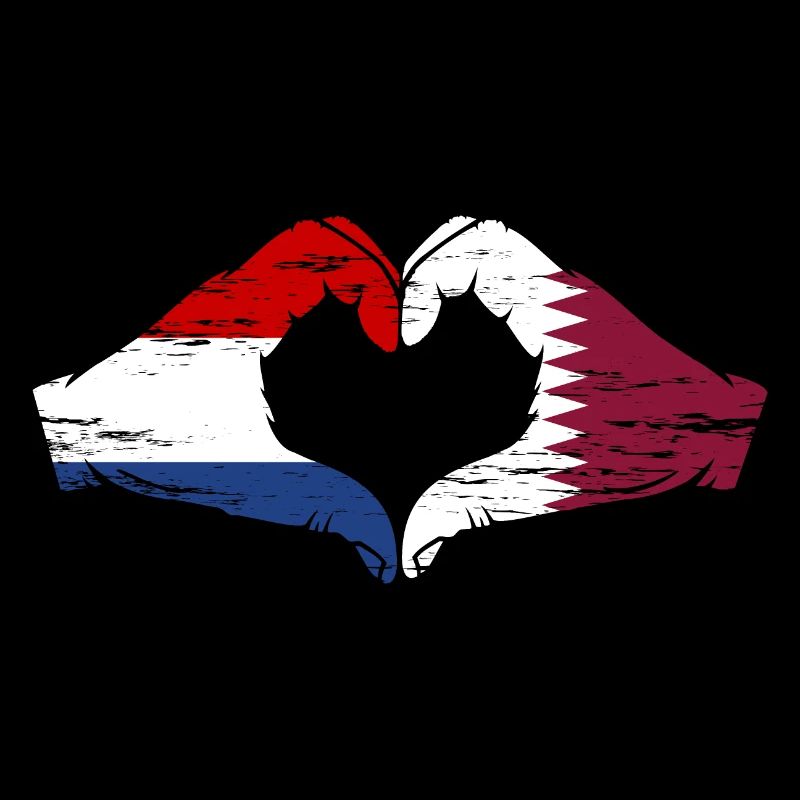 Hollande Qatar drapeau mains forme de coeur utilisé