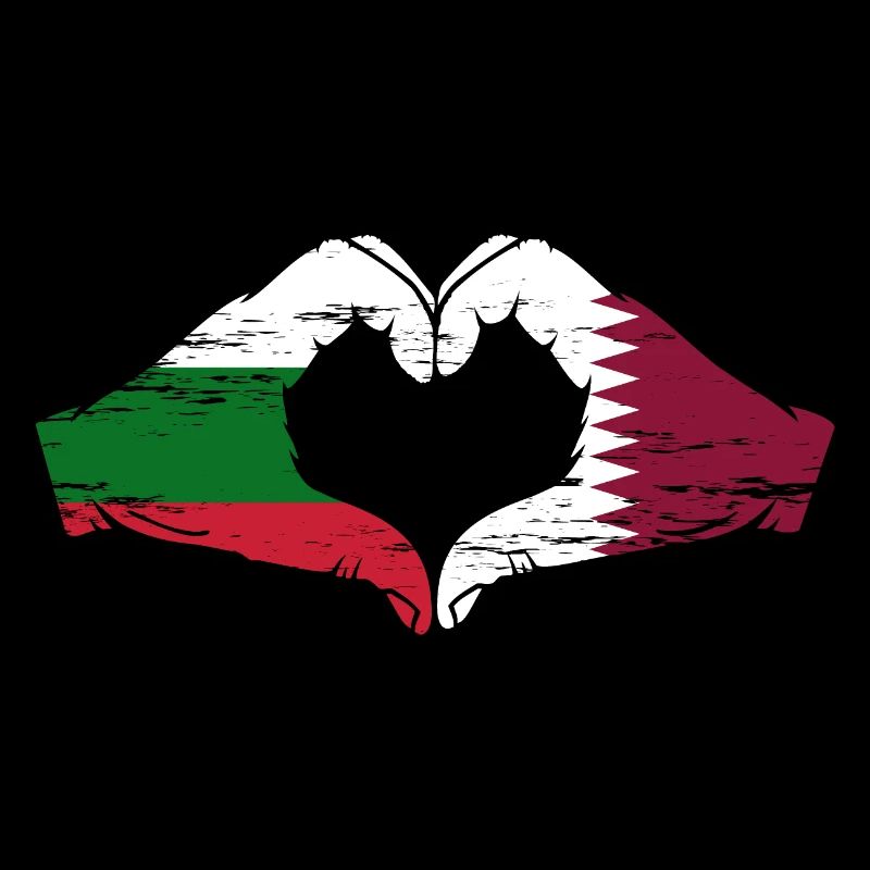 Bulgarie Qatar drapeau mains forme de coeur utilisé