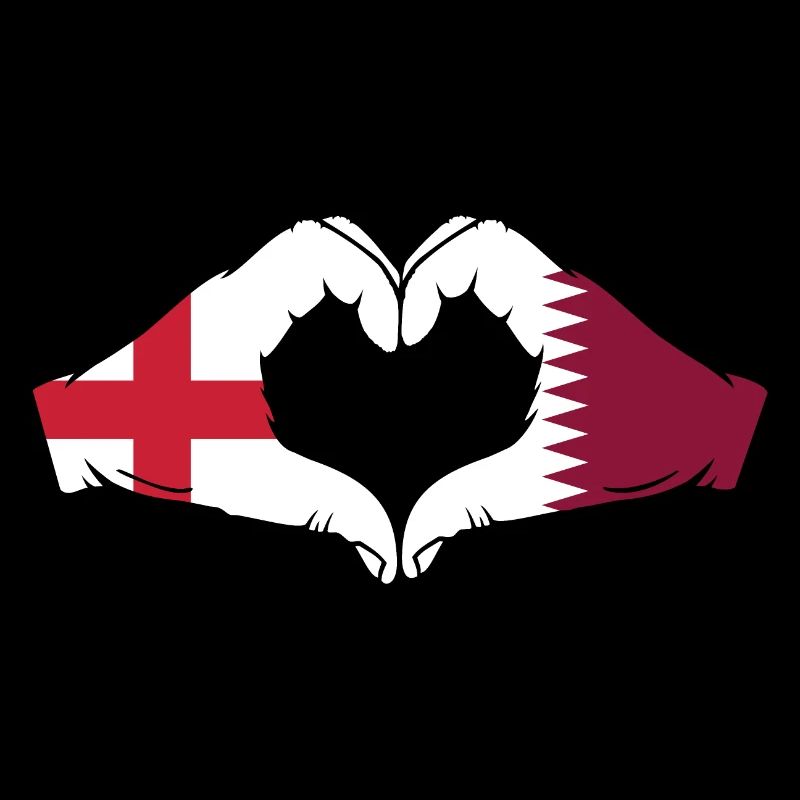 Angleterre Qatar drapeau mains forme coeur