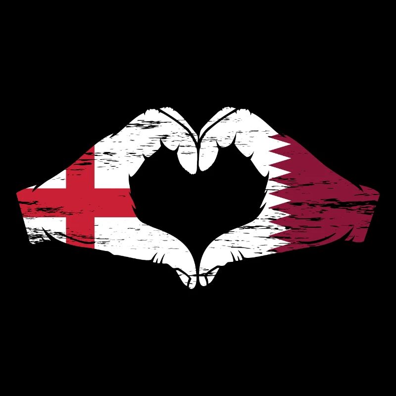 Angleterre Qatar drapeau mains forme de coeur utilisé