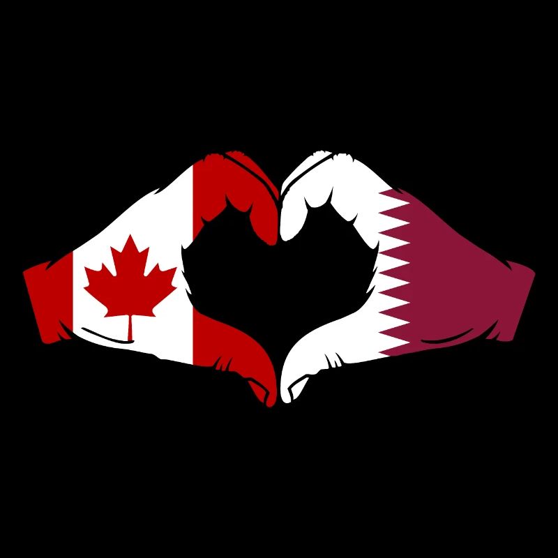 Drapeau du Canada Qatar Mains Forme Coeur