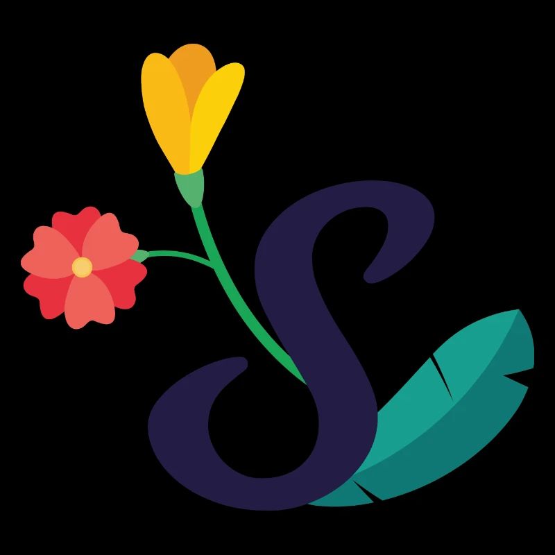 Eleganter Buchstabe 'S' mit Blumen