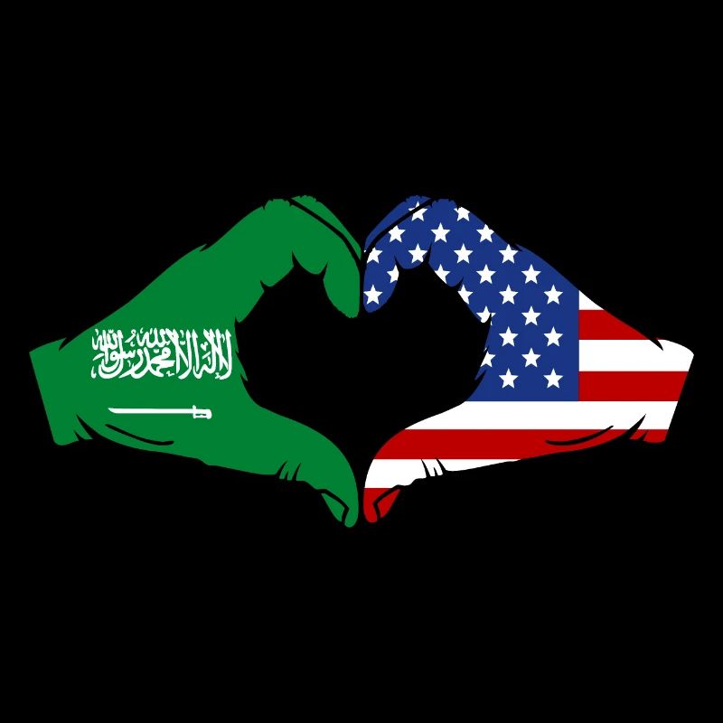 Arabie Saoudite États-Unis Drapeau Mains Coeur Forme