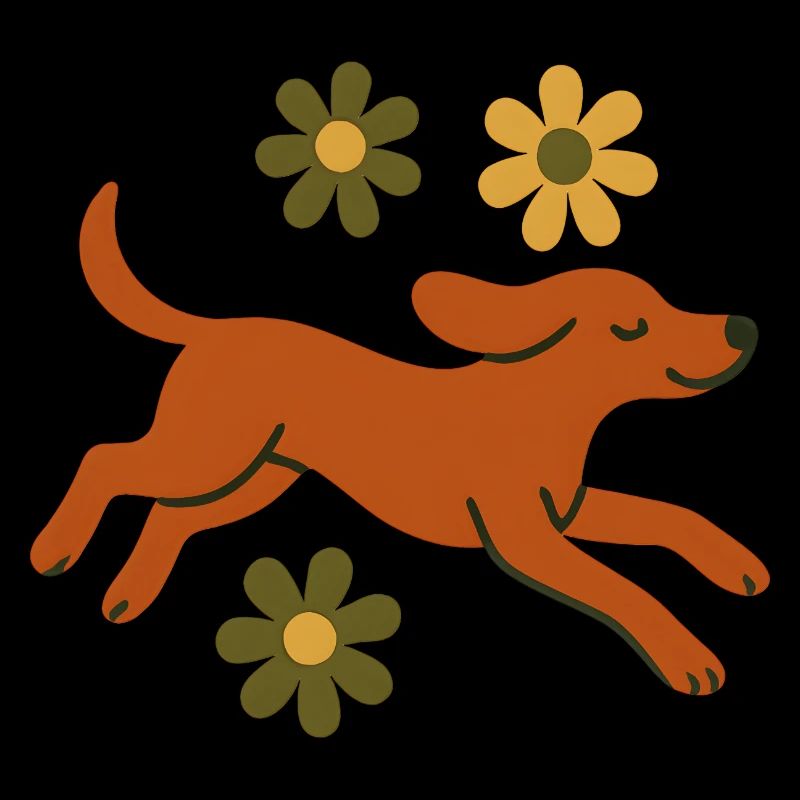 Chien joyeux dans le parc de fleurs