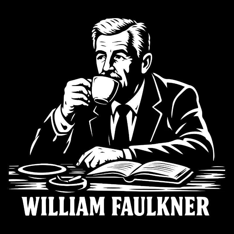 Iconic Writer Portrait with Coffee