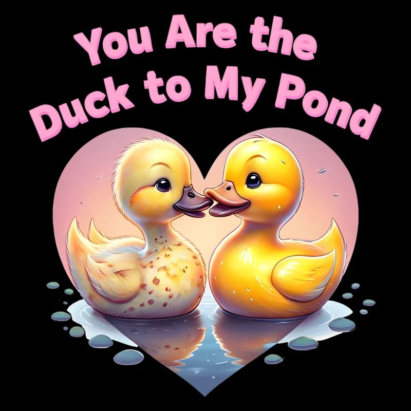 Cute Cartoon Ducks Form Heart Shape At Pond gift