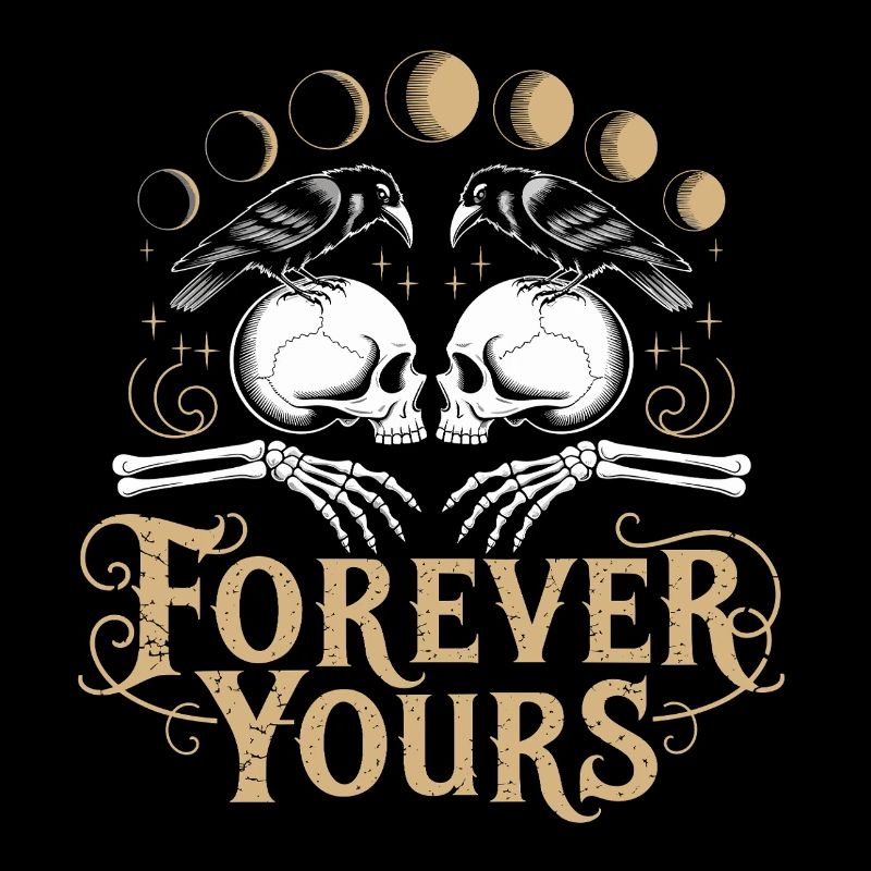 Forever Yours – Gothic Love Design with Skulls