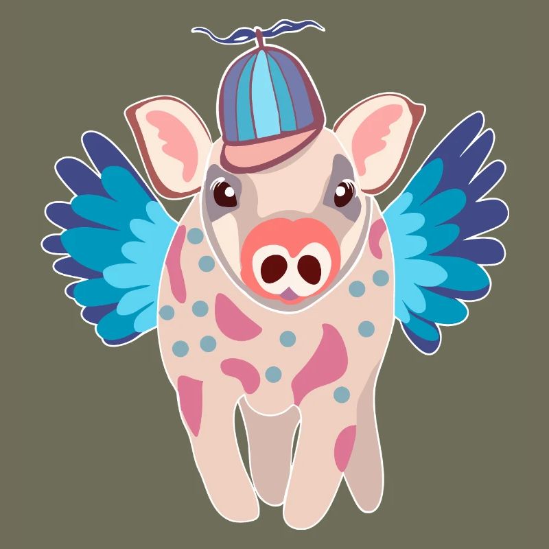 Cochon ailé pastel avec bonnet