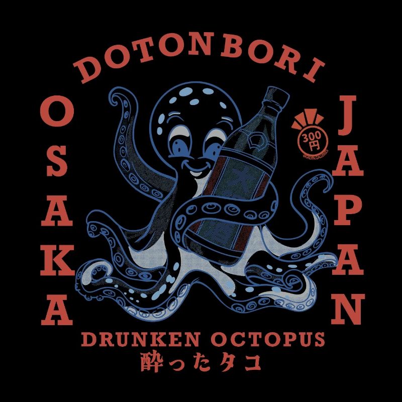 Drunken Oktopus mit Flasche