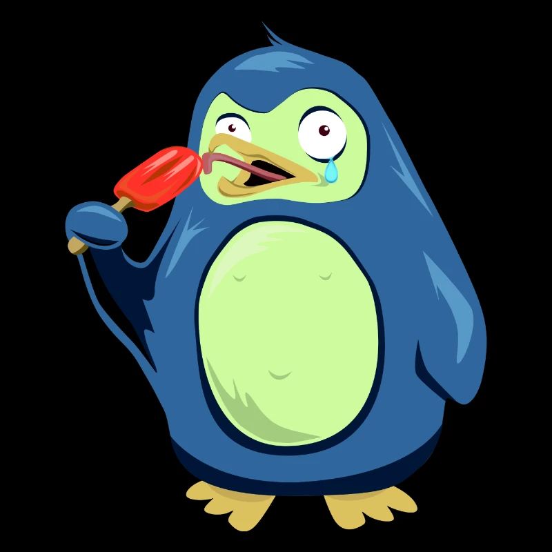 Le pingouin congelé mange de la crème glacée