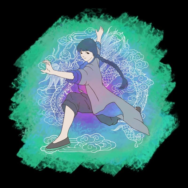 dragen Kungfu Mädchen