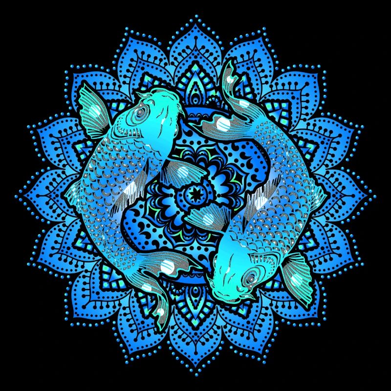 Asian Pond Carp - Koi Fish Mandala 1